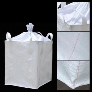 FIBC Jumbo Bag flat bottom and 4 Loops, white color cover on the top